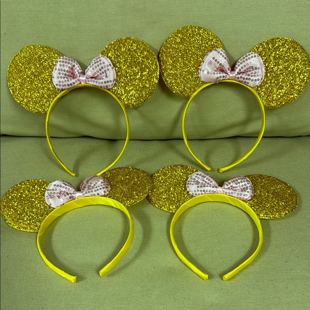 Gold Glitter Minnie Mouse Ears Headbands